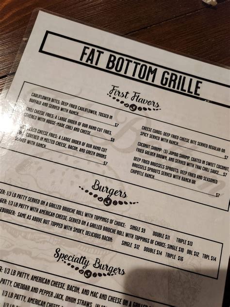 Fat bottom grill menu  He and I both discovered that we use to drive to G
